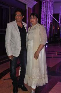 Anand Raj Anand with wife at Sunidhi Chauhan and Hitesh Sonik Wedding Reception Ceremony