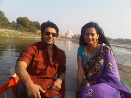 Eijaz Khan and Neha Janpandit on sets of Shubh Vivah