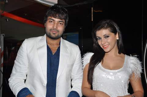 Maanas Srivastava and Mansi Dovhal at Film Rakhtbeej music launch at Cinemax in Mumbai on Monday