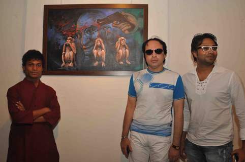 Cast promoting upcoming film ‘BANDOOK’ at a Painting Exhibition