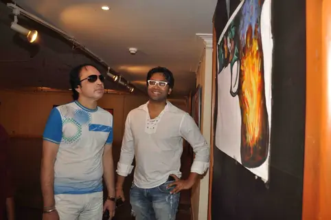 Cast promoting upcoming film ‘BANDOOK’ at a Painting Exhibition
