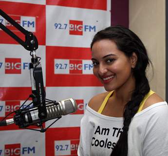 Sonakshi Sinha promotes film ROWDY RATHORE at 92.7 BIG FM Studios