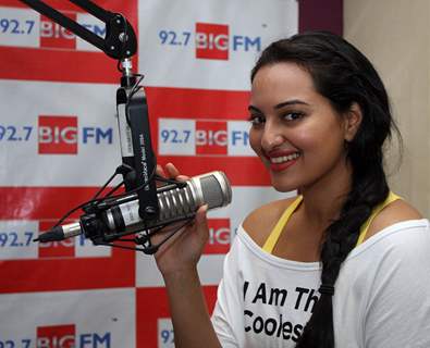 Sonakshi Sinha promotes film ROWDY RATHORE at 92.7 BIG FM Studios