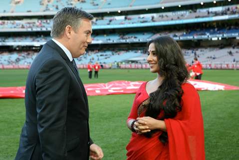Vidya Balan with Eddie McGuire at the Melbourne Cricket Ground
