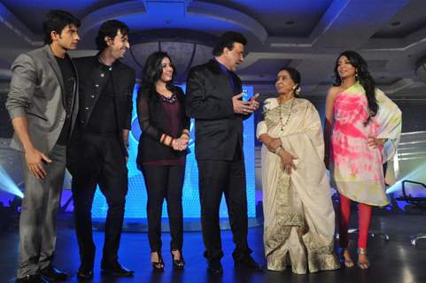 Hussain,Salim Merchant,Sunidhi,Anu Malik,Asha Bhosle at Launch of Sony's sixth season of Indian Idol