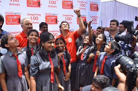 Indian cricketer Sachin Tendulkar at NDTV Coca Cola Support My School 100th school launch. .