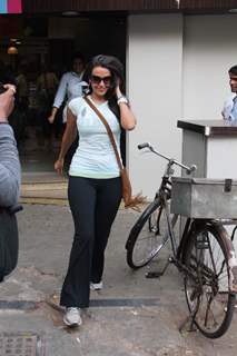 Bollywood actress Neha Dhupia was snapped while taking a walk in  Mumbai. .