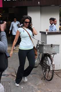 Bollywood actress Neha Dhupia was snapped while taking a walk in  Mumbai. .