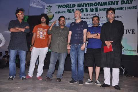 Bollywood celebrities Shankar, Ehsaan, Loy at world environment day celebrations in Mumbai. .