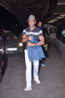 Bollywood actor Farhan Akhtar leave for 13th IIFA awards to Singapore at International Airport. .