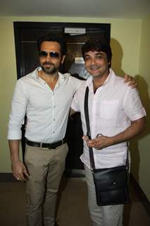 Bollywood actors Emraan Hashmi, Prosenjit Chatterjee and director Dibakar Bannerjee visit PVR Cinemas to promote their film Shanghai in Juhu, Mumbai