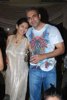 Deepti Bhatnagar with husband at Mika Singh's Birthday Bash organised by Kiran Bawa