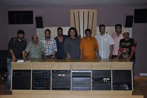 Wajid Ali, Sameer, Mika, Ajay Devgn, Sajid Khan, Vashu Bhagnani at Song Recording of Himmatwala - 2