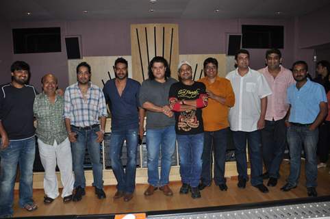 Wajid Ali, Sameer, Mika, Ajay Devgn, Sajid Khan, Vashu Bhagnani at Song Recording of Himmatwala - 2