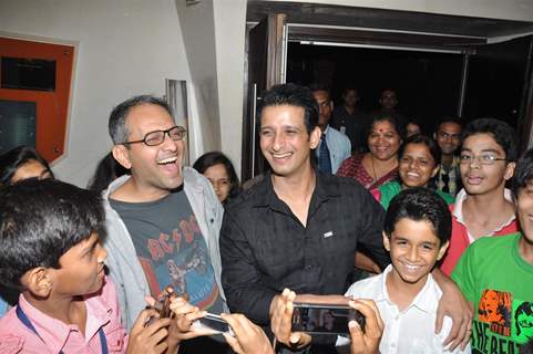 Sharman Joshi, Rajesh Mapuskar and Ritwik Sahore at Film Ferrari Ki Sawaari Kids Special Screening