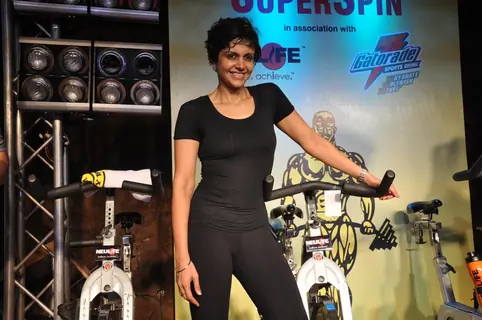 Mandira Bedi Golds Gym Super Spin Cycling Challenge