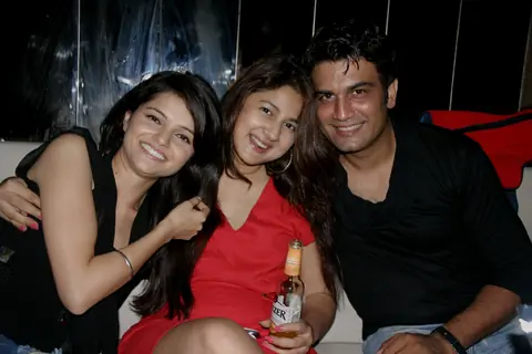 Rubina Dilaik, Keerti Kelkar and Sharad Kelkar at Karan Wahi Birthday Party