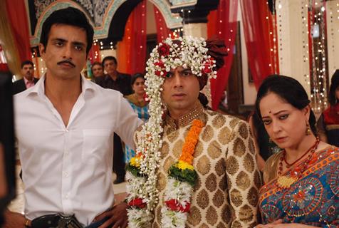 Bollywood actor Sonu Sood on the sets of 'Hitler Didi' at Filmcity, Mumbai. .