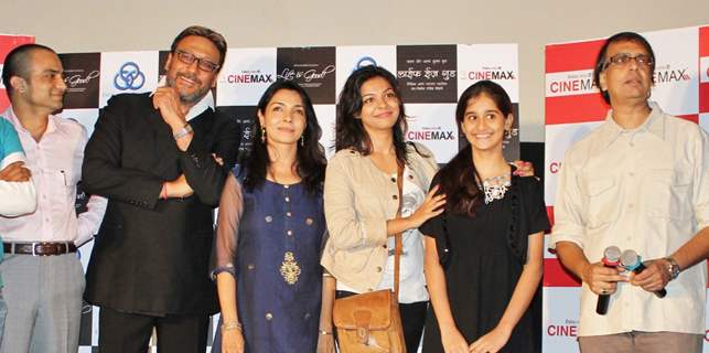 Producer Anand Shukla, Jackie Shroff, Sunita Chhaya, Ankita Shrivastav, Ananth Mahadevan at Ektanand Picture's LIFE IS GOOD trailer launch at Cinemax, Versova. .