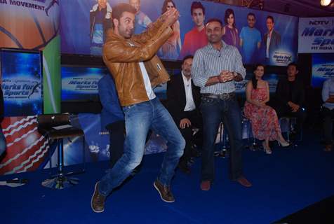 Bollywood actors Ranbir Kapoor and cricketer virender Sehwag at NDTV Marks for Sports event. .