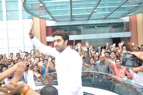 Abhishek Bachchan and Rohit Shetty visited Cinemax, Kandivali in Mumbai