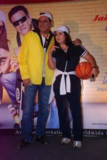 Bollywood actors Boman Irani with Farah Khan at Shirin Frahad Ki Toh Nikal Padi poster launch Gold Gym Mumbai, India. .