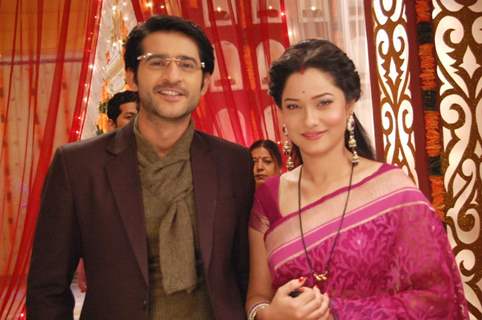 Ankita Lokhande And Hiten Tejwani On The Sets Of Pavitra Rishta