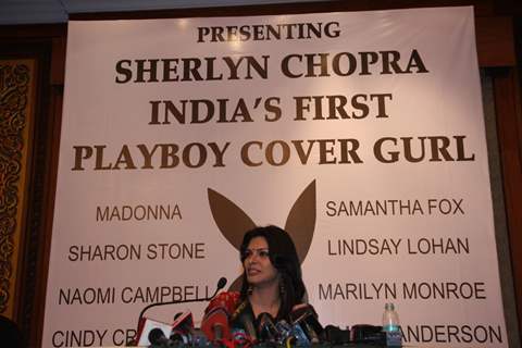 Sherlyn Chopra poses for Playboy Cover Girl press conference