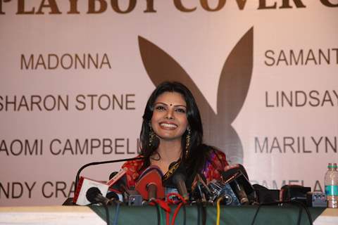 Sherlyn Chopra poses for Playboy Cover Girl press conference