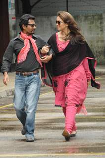 Gang Of Wasseypur Star Nawazuddin and Huma Qureshi at Maratha Mandir to watch DDLJ