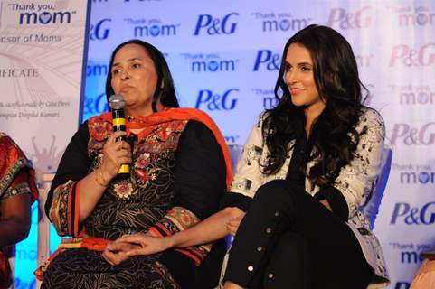 Neha Dhupia with mother at P&G event