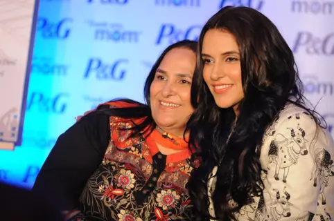 Neha Dhupia with mother at P&G event