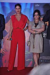 Bollywood actress Kareena Kapoor and Divya Dutta at 'Heroine' film first look in Cinemax, Mumbai. .