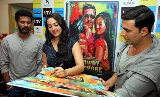 Prabhu Deva, Sonakshi Sinha and Akshay Kumar at DVD launch of 'Rowdy Rathore'
