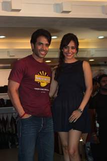 Bollywood actors Tusshar Kapoor & Neha Sharma poses during the Lawman Pg3 associates with Kya Super Kool Hain Hum in Mumbai