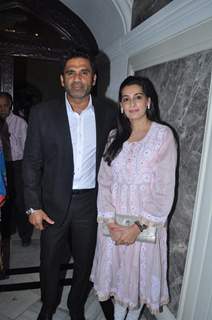 Bollywood actor Sunil Shetty with wife Mana Shetty attend a Press Conference on Hepatitis B in Mumbai