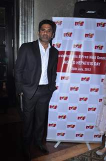 Bollywood actor Sunil Shetty with wife Mana Shetty attend a Press Conference on Hepatitis B in Mumbai