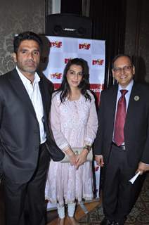 Bollywood actor Sunil Shetty with wife Mana Shetty attend a Press Conference on Hepatitis B in Mumbai