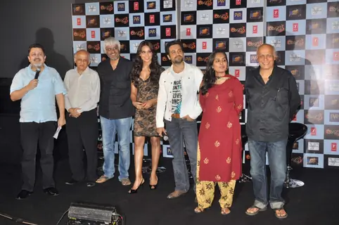 Bollywood actors Emraan Hashmi, Bipasha Basu with Director-Producer Mahesh Bhatt ,Mukesh Bhatt  Prakash Jha and at Raaz 3 press meet in PVR Mumbai .