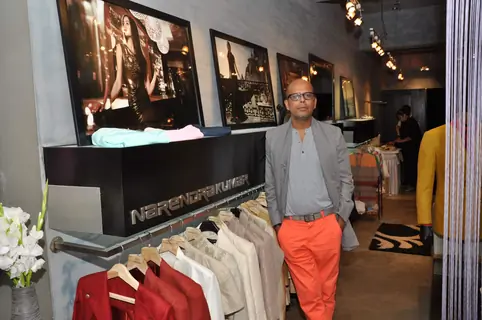 Designer Narendra Kumar Ahmed hosts Elle magazines Lisa Haydon cover bash in Khar, Mumbai. .