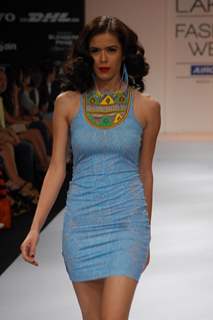 Monica Dogra showstopper for designer Pia Pauro at the LFW Winter Festive 2012