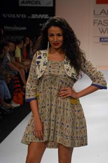 Monica Dogra showstopper for designer Pia Pauro at the LFW Winter Festive 2012