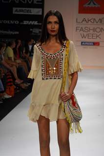 Monica Dogra showstopper for designer Pia Pauro at the LFW Winter Festive 2012