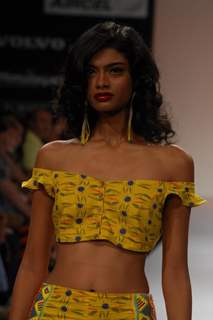 Monica Dogra showstopper for designer Pia Pauro at the LFW Winter Festive 2012