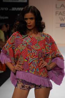 Monica Dogra showstopper for designer Pia Pauro at the LFW Winter Festive 2012