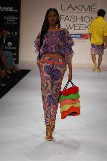 Monica Dogra showstopper for designer Pia Pauro at the LFW Winter Festive 2012