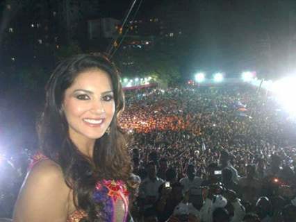 Actress Sunny leone at a Pune Dahi Handi Event. .