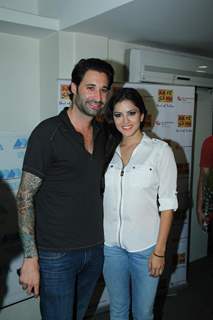 Sunny Leonewith her husband Daniel Weber at Saregama WAP Portal press meet