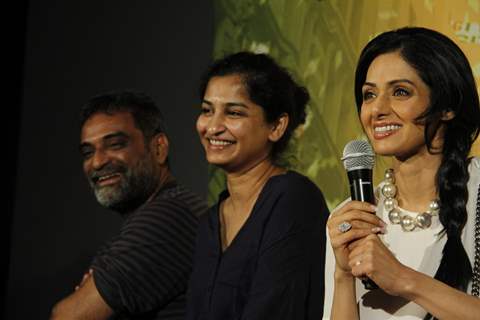 R Balki with his wife Gauri Shinde and Sridevi at First Look Film English Vinghlish