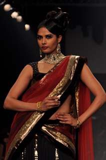 Mugdha Godse walks the ramp for Dwarkadas Chandumal Jewellers at IIJW 2012